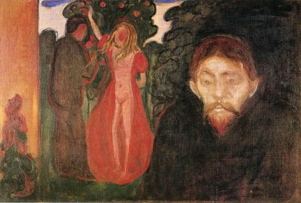 Stenske slike na platnu - Edvard Munch - Jealousy - Ročno slikane slike, reprodukcije slik znanih slikarjev, olje na platnu, oljne slike, moderne stenske slike, umetniške slike za na steno, ambientalne, abstraktne, dekorativne stenske slike