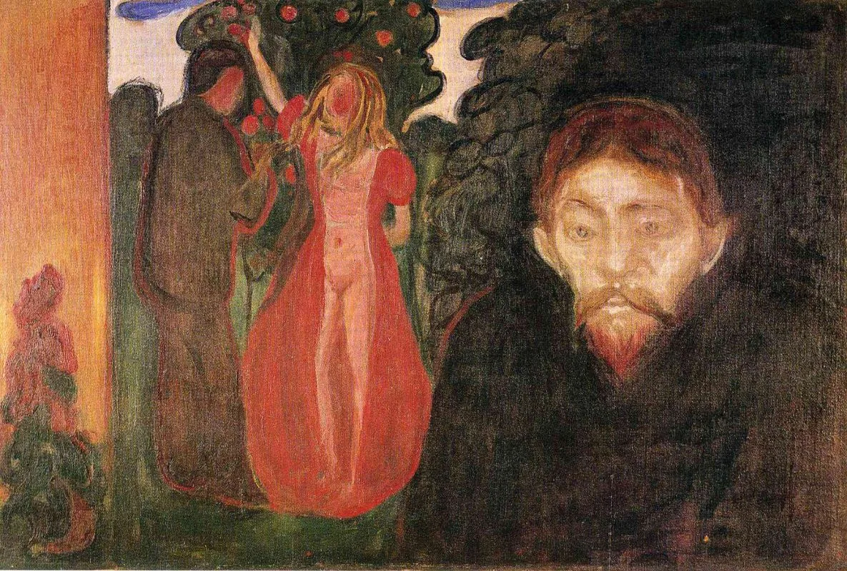 Stenske slike na platnu - Edvard Munch - Jealousy - Ročno slikane slike, reprodukcije slik znanih slikarjev, olje na platnu, oljne slike, moderne stenske slike, umetniške slike za na steno, ambientalne, abstraktne, dekorativne stenske slike