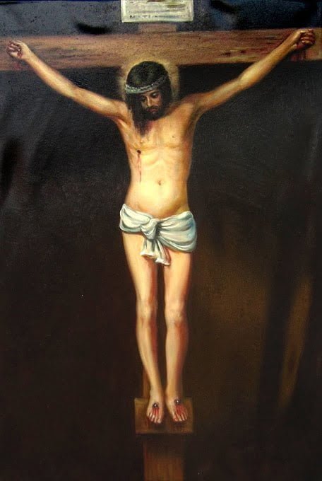 Verske stenske slike na platnu - Jezus na križu 2 - Ročno slikane slike, reprodukcije slik znanih slikarjev, olje na platnu, oljne slike, moderne stenske slike, umetniške slike za na steno, ambientalne, abstraktne, dekorativne stenske slike