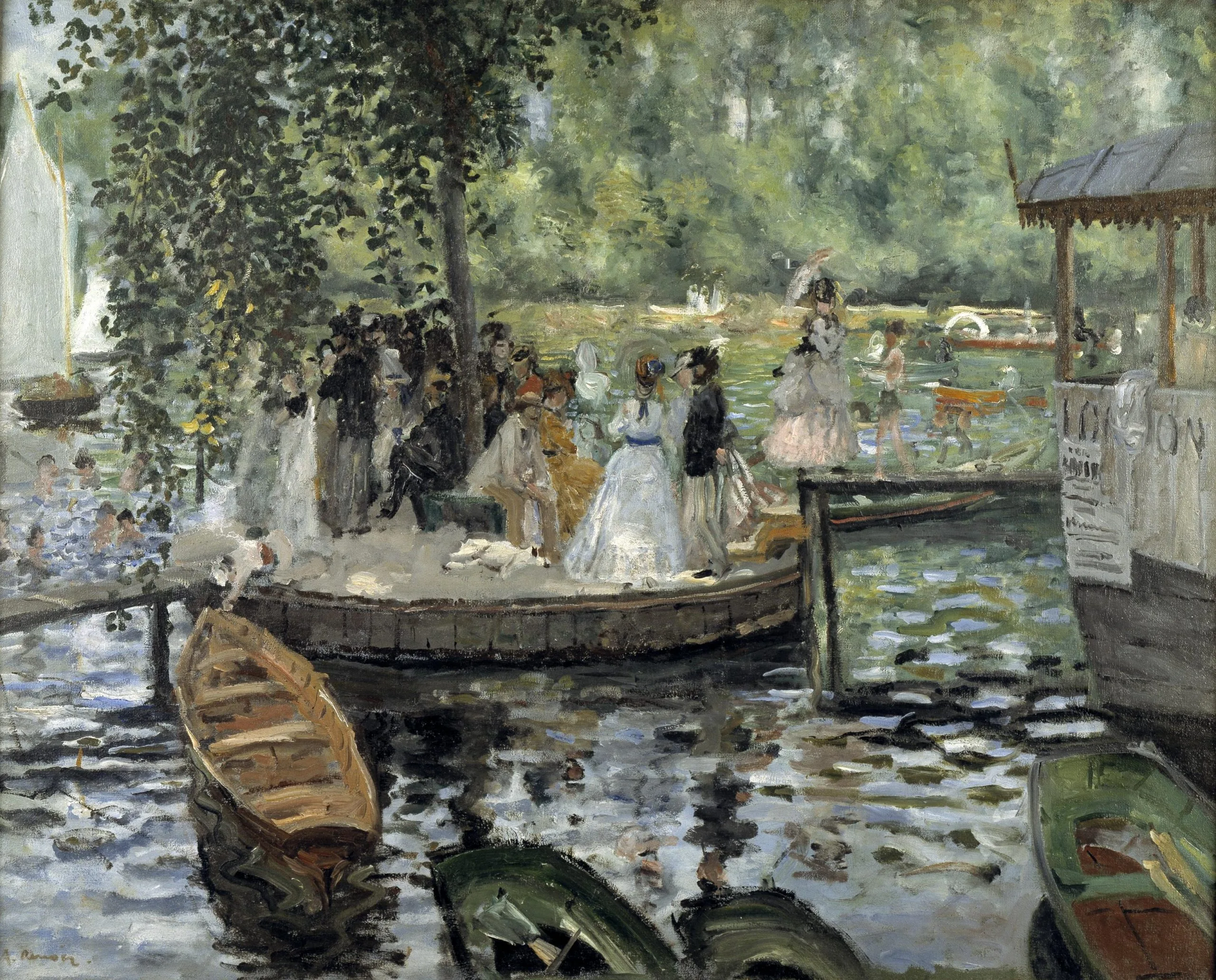Pierre A. Renoir - La Grenouillère - reproduction of famous painting by famous artist, hand painted painting on canvas, impressionism, landscape