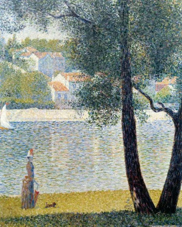 Stenske slike na platnu - Georger Seurat - La Siene a Courbevoie - Ročno slikane slike, reprodukcije slik znanih slikarjev, olje na platnu, oljne slike, moderne stenske slike, umetniške slike za na steno, ambientalne, abstraktne, dekorativne stenske slike