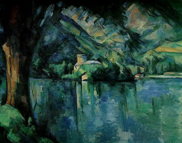 Stenske slike na platnu - Paul Cezanne - Lake Annecy - Ročno slikane slike, reprodukcije slik znanih slikarjev, olje na platnu, oljne slike, moderne stenske slike, umetniške slike za na steno, ambientalne, abstraktne, dekorativne stenske slike