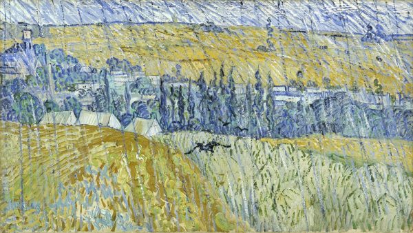 Stenske slike na platnu - Vincent Van Gogh - Landscape at Auvers in the Rain - Ročno slikane slike, reprodukcije slik znanih slikarjev, olje na platnu, oljne slike, moderne stenske slike, umetniške slike za na steno, ambientalne, abstraktne, dekorativne stenske slike