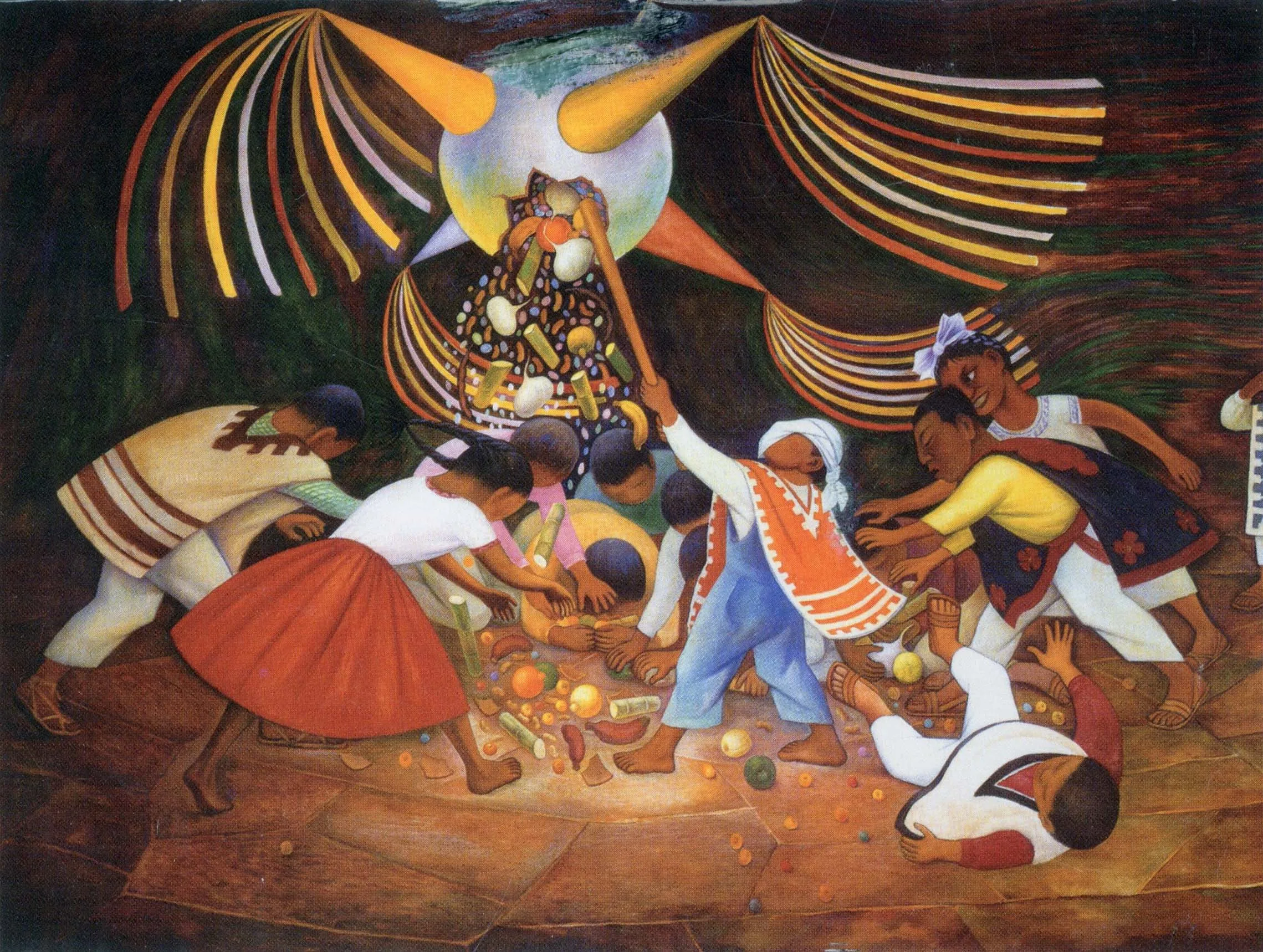 Stenske slike na platnu - Diego Rivera - La pinata - Ročno slikane slike, reprodukcije slik znanih slikarjev, olje na platnu, oljne slike, moderne stenske slike, umetniške slike za na steno, ambientalne, abstraktne, dekorativne stenske slike