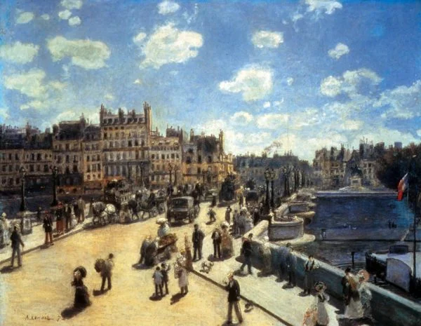 Stenske slike na platnu - Pierre A. Renoir - Le Pont Neuf - Ročno slikane slike, reprodukcije slik znanih slikarjev, olje na platnu, oljne slike, moderne stenske slike, umetniške slike za na steno, ambientalne, abstraktne, dekorativne stenske slike