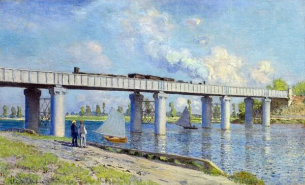Stenske slike na platnu - Claude Monet - Le Pont du chemin de fer a Argenteuil - Ročno slikane slike, reprodukcije slik znanih slikarjev, olje na platnu, oljne slike, moderne stenske slike, umetniške slike za na steno, ambientalne, abstraktne, dekorativne stenske slike
