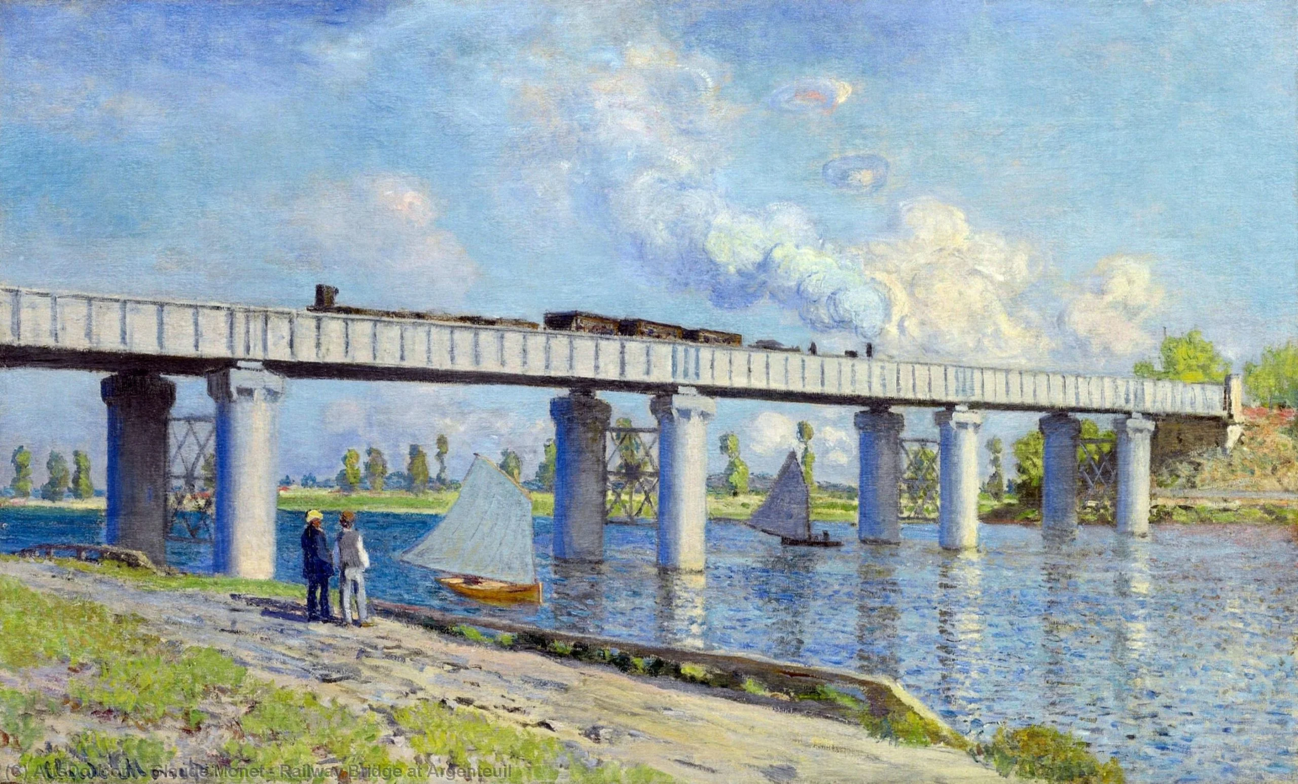 Quadri su tela - Claude Monet - Le Pont du chemin de fer a Argenteuil - Dipinti a mano, riproduzioni di famosi pittori, olio su tela, quadri ad olio, quadri moderni, quadri d'arte per le pareti, ambientali, astratti, quadri decorativi per le pareti.