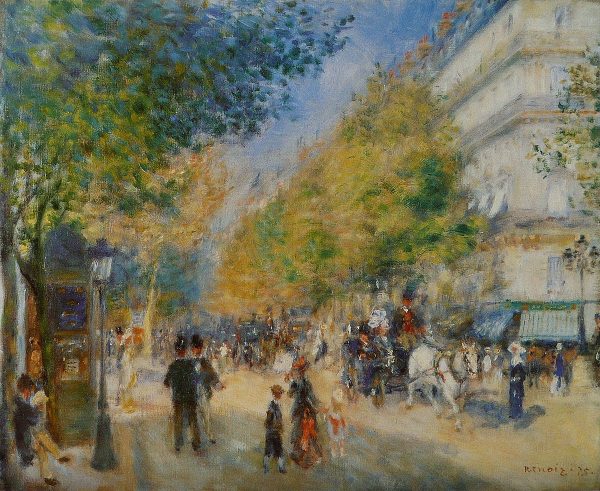 Stenske slike na platnu - Pierre A. Renoir - Les Grands Boulevards - Ročno slikane slike, reprodukcije slik znanih slikarjev, olje na platnu, oljne slike, moderne stenske slike, umetniške slike za na steno, ambientalne, abstraktne, dekorativne stenske slike