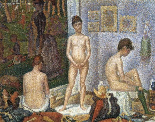 Stenske slike na platnu - Georger Seurat - Les Poseuses (The Models) - Ročno slikane slike, reprodukcije slik znanih slikarjev, olje na platnu, oljne slike, moderne stenske slike, umetniške slike za na steno, ambientalne, abstraktne, dekorativne stenske slike
