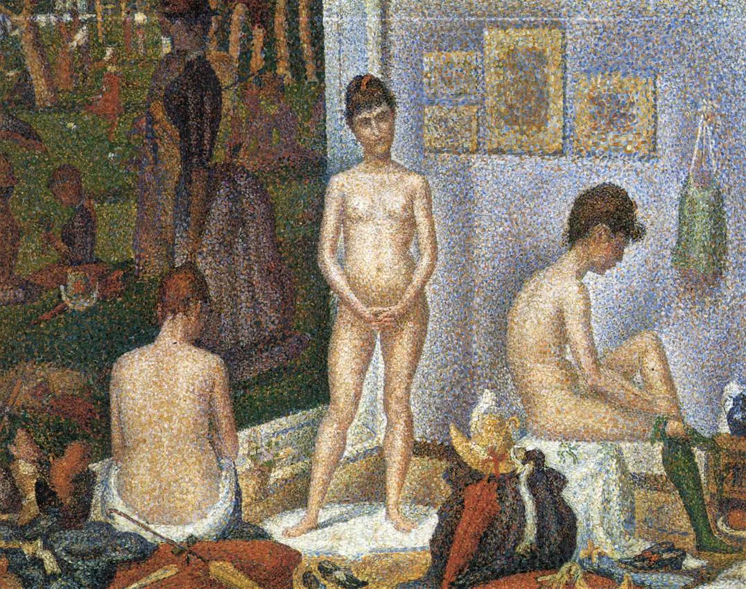 Stenske slike na platnu - Georger Seurat - Les Poseuses (The Models) - Ročno slikane slike, reprodukcije slik znanih slikarjev, olje na platnu, oljne slike, moderne stenske slike, umetniške slike za na steno, ambientalne, abstraktne, dekorativne stenske slike