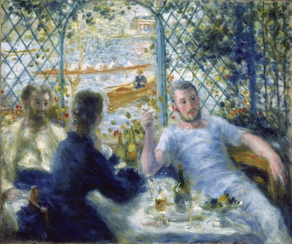 Stenske slike na platnu - Pierre A. Renoir - Lunch at the Restaurant Fournaise - Ročno slikane slike, reprodukcije slik znanih slikarjev, olje na platnu, oljne slike, moderne stenske slike, umetniške slike za na steno, ambientalne, abstraktne, dekorativne stenske slike