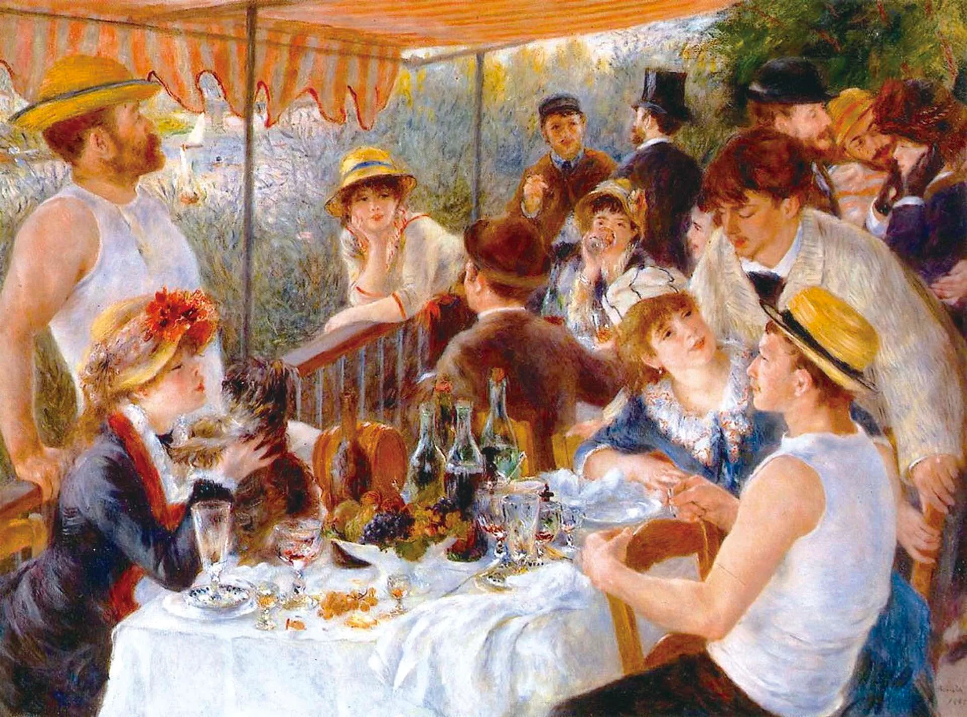 Pierre A. Renoir - Lunch at the Restaurant Fournaise - reproduction of famous painting by famous artist, hand painted painting on canvas, impressionism