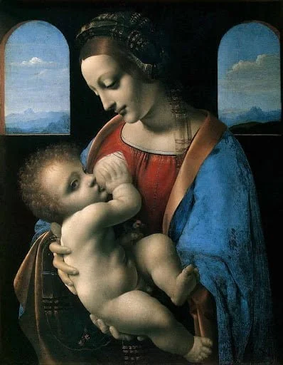 Stenske slike na platnu - Leonardo da Vinci - Madonna and Child - Ročno slikane slike, reprodukcije slik znanih slikarjev, olje na platnu, oljne slike, moderne stenske slike, umetniške slike za na steno, ambientalne, abstraktne, dekorativne stenske slike