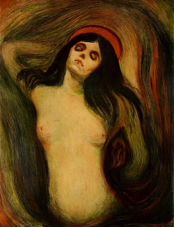 Stenske slike na platnu - Edvard Munch - Madonna - Ročno slikane slike, reprodukcije slik znanih slikarjev, olje na platnu, oljne slike, moderne stenske slike, umetniške slike za na steno, ambientalne, abstraktne, dekorativne stenske slike