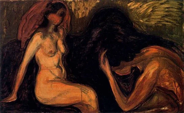 Stenske slike na platnu - Edvard Munch - Man and woman - Ročno slikane slike, reprodukcije slik znanih slikarjev, olje na platnu, oljne slike, moderne stenske slike, umetniške slike za na steno, ambientalne, abstraktne, dekorativne stenske slike