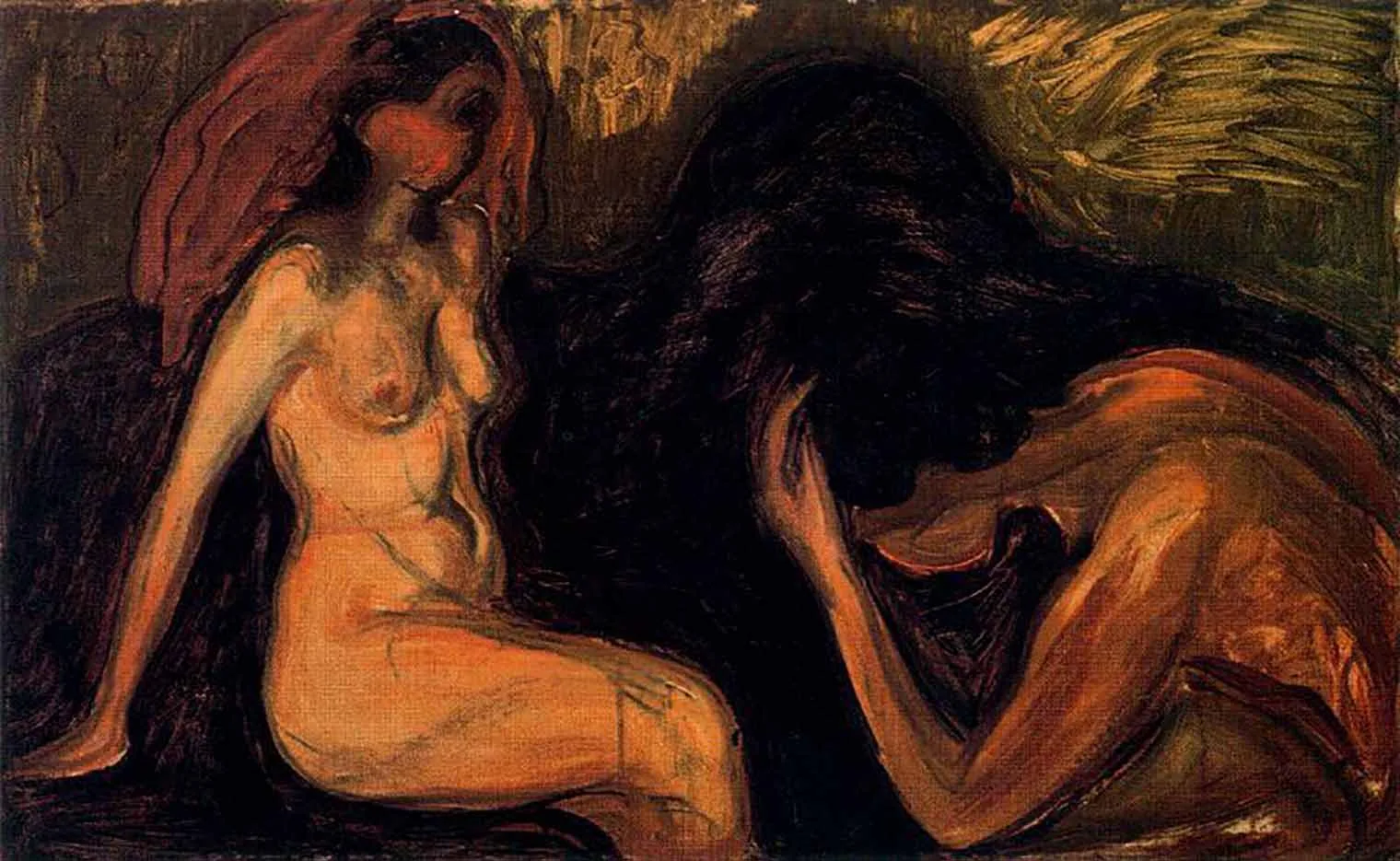 Stenske slike na platnu - Edvard Munch - Man and woman - Ročno slikane slike, reprodukcije slik znanih slikarjev, olje na platnu, oljne slike, moderne stenske slike, umetniške slike za na steno, ambientalne, abstraktne, dekorativne stenske slike