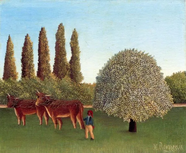 Slike na platnu - Henri Rousseau Meadowland - Ročno slikane slike, reprodukcije slik znanih slikarjev, olje na platnu, oljne slike, moderne stenske slike, umetniške slike za na steno, ambientalne, abstraktne, dekorativne stenske slike