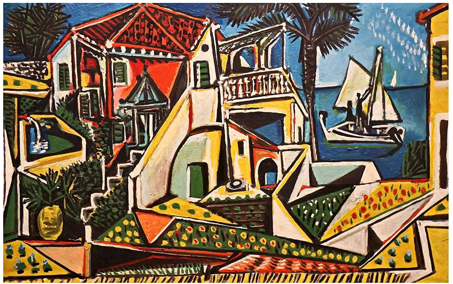 Slike na platnu - Pablo Picasso Mediterranean Landscape - Ročno slikane slike, reprodukcije slik znanih slikarjev, olje na platnu, oljne slike, moderne stenske slike, umetniške slike za na steno, ambientalne, abstraktne, dekorativne stenske slike