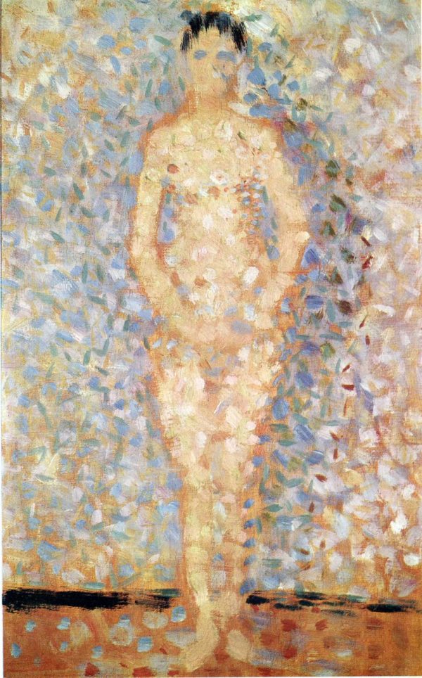 Georger Seurat - Model Facing Front (study for Models) - reproduction of famous painting by famous artist, hand painted painting on canvas, pointillism, figurative