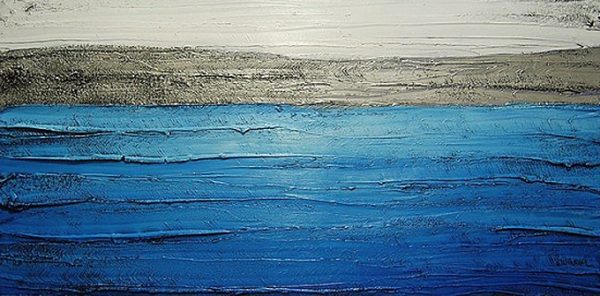 Stenske slike na platnu - Moderna slika Morje in srebrna obala - moderne slike, ambientalne slike za na steno, abstraktne slike, dekorativne stenske slike, nakup in prodaja slik