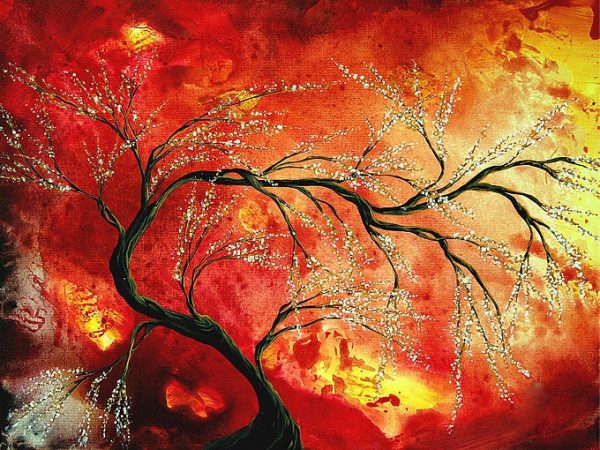 Stenske slike na platnu - Moderna slika Japonska cesnja 5 - moderne slike, ambientalne slike za na steno, abstraktne slike, dekorativne stenske slike, nakup in prodaja slik