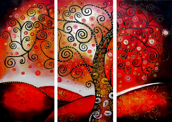 Festmények vászonra - Dekoratív festmény Vörös fa - modern festmények, ambient festmények falra, absztrakt festmények, dekoratív falfestmények, festmények adásvétele