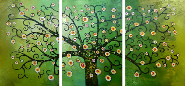 Festmények vászonra - Modern több részes dekoratív festmény Életfa V - modern festmények, ambient festmények falra, absztrakt festmények, dekoratív falfestmények, festmények adásvétele