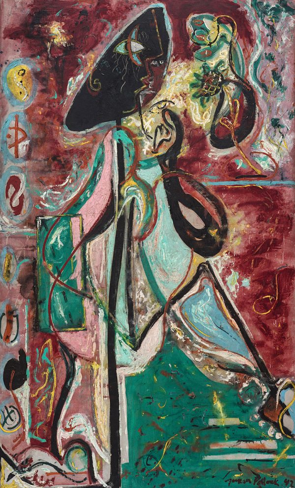 Slike na platnu - Jackson Pollock - Moon Woman - Ročno slikane slike, reprodukcije slik znanih slikarjev, olje na platnu, oljne slike, moderne stenske slike, umetniške slike za na steno, ambientalne, abstraktne, dekorativne stenske slike