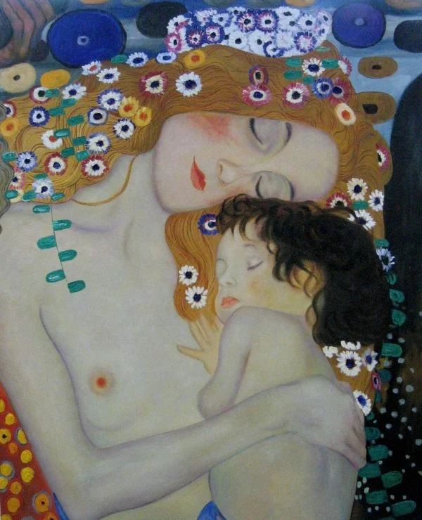 Gustav Klimt - Mother and child (detail) - reproduction of famous painting by famous artist, hand painted painting on canvas, symbolism
