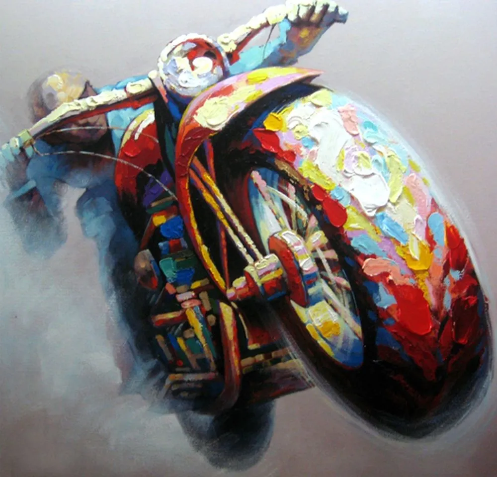 Motard – tableau décoratif peint à la main sur toile