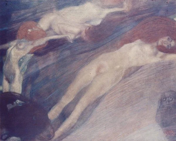 Slike na platnu - Gustav Klimt - Moving Watea - Ročno slikane slike, reprodukcije slik znanih slikarjev, olje na platnu, moderne stenske slike, umetniške slike za na steno, ambientalne, abstraktne, dekorativne stenske slike