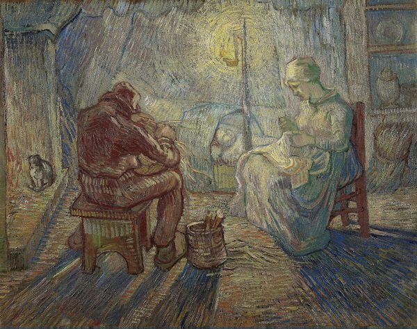 Slike na platnu - Vincent Van Gogh - Night (after Millet) - Ročno slikane, reprodukcije slik znanih slikarjev, olje na platnu, moderne stenske slike, umetniške slike za na steno, ambientalne, abstraktne, dekorativne stenske slike