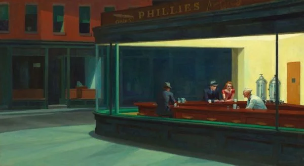 Nighthawks - reproduction of famous painting by famous artist, hand painted painting on canvas, American art, realism