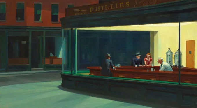 Quadri su tela - Nighthawks - Dipinti a mano, Riproduzioni di dipinti famosi, Olio su tela, Arte moderna della parete, Arte della parete, Ambiente, Astratto, Arte decorativa della parete