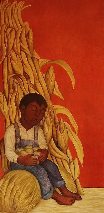 Slike na platnu - Diego Rivera - Nino indigena con  tallos de maiz - Ročno slikane, reprodukcije slik znanih slikarjev, olje na platnu, moderne stenske slike, umetniške slike za na steno, ambientalne, abstraktne, dekorativne stenske slike