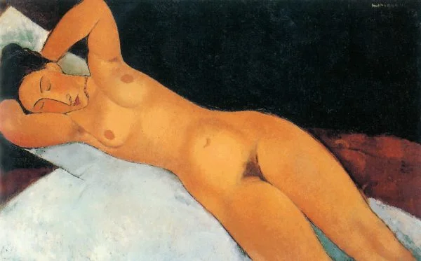 Slike na platnu - Amedeo Modigliani - Nude (Nu) - Ročno slikane, reprodukcije slik znanih slikarjev, olje na platnu, moderne stenske slike, umetniške slike za na steno, ambientalne, abstraktne, dekorativne stenske slike