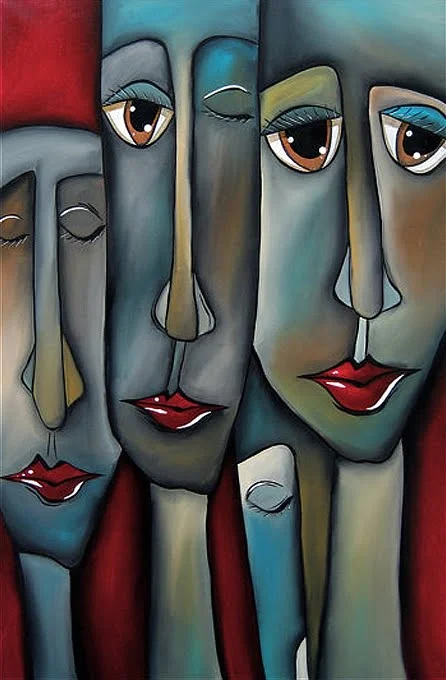 Slike na platnu - Umjetnička slika Lica u ogledalu II - moderne, ambijentalne, apstraktne, dekorativne zidne slike