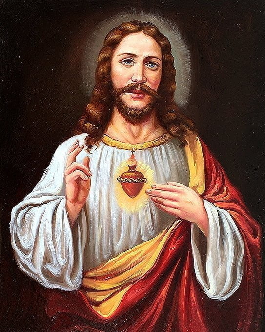Jezus s srcem - Verske in religiozne slike na platnu