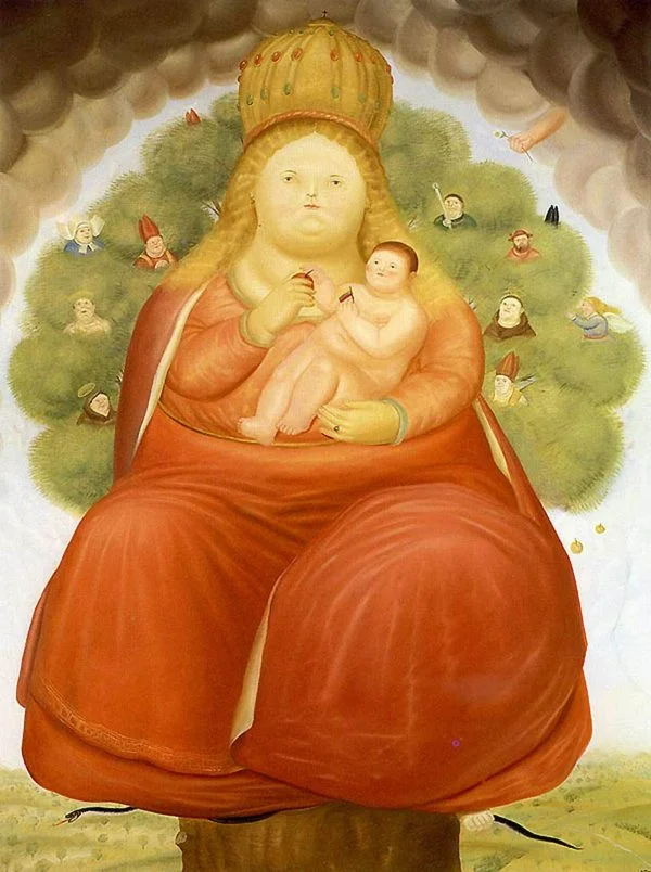 Fernando Botero - Our Lady of Cajicá - Hand-painted Reproductions of Famous Painters, Modern Wall Art, Artistic Wall Paintings