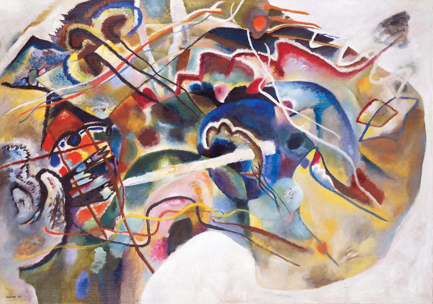 Vasilij Kandinski - Painting with White Border (Moscow) (Bild mit weißem Rand [Moskau]) Ročno naslikane reprodukcije znanih slikarjev, moderne stenske slike, umetniške slike za na steno