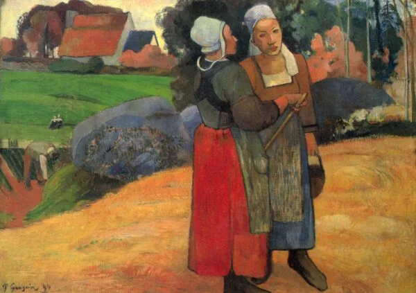 Paul Gauguin - Paysannes bretonnes (Breton Farmers) - Ročno naslikane reprodukcije znanih slikarjev, moderne stenske slike, umetniške slike za na steno