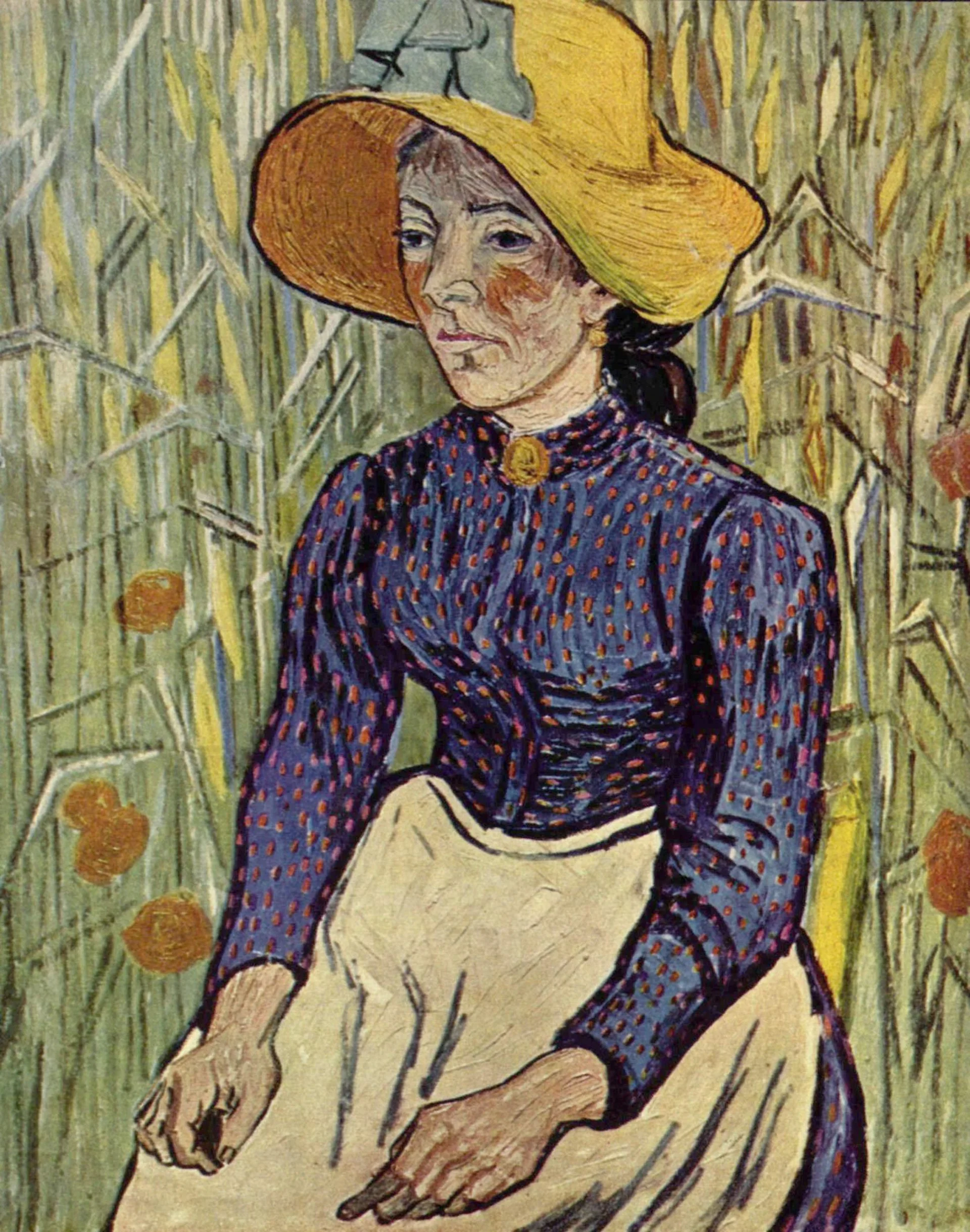 Vincent van Gogh – Bäuerin vor einem Hintergrund aus Weizen – handgemalte Reproduktion auf Leinwand