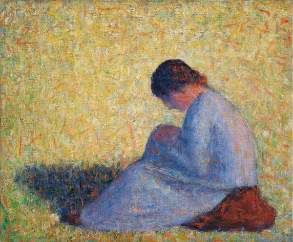 Georges Seurat - Peasant Woman Seated in the Grass (Paysanne assise dans l'herbe) - reproduction of famous painting by famous artist, hand painted painting on canvas, pointillism