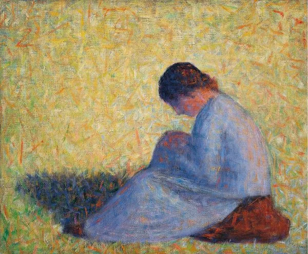 Georger Seurat - Peasant Woman Seated in the Grass (Paysanne assise dans l'herbe) - Ročno naslikane reprodukcije znanih slikarjev, moderne stenske slike, umetniške slike za na steno