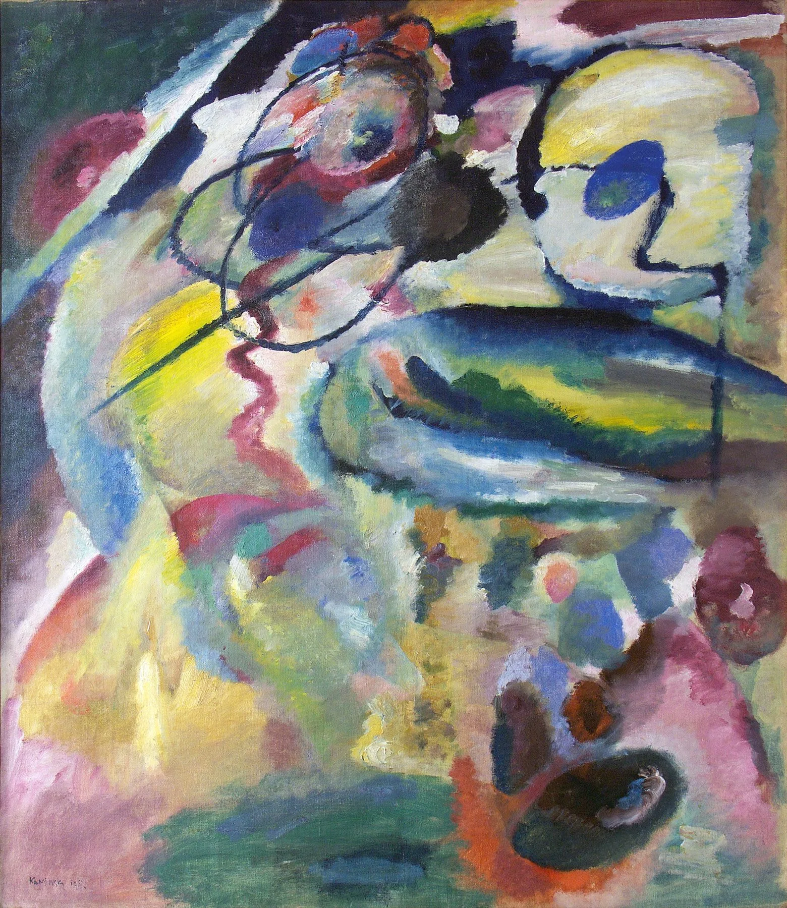 Vasilij Kandinski - Picture with a Circle (Bild mit Kreis) - Ročno naslikane reprodukcije znanih slikarjev, moderne stenske slike, umetniške slike za na steno