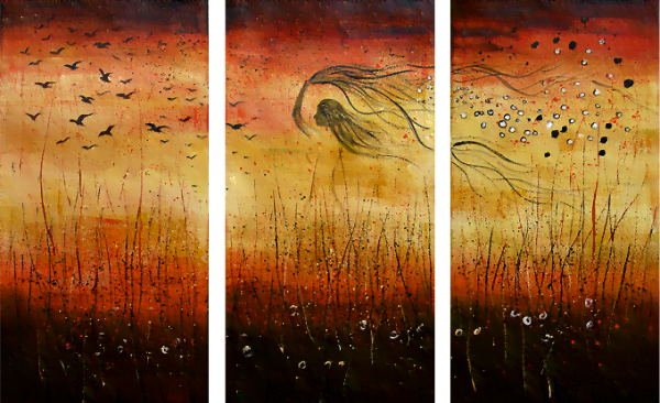 Modern Painting: Field in the Dark - modern, ambient, abstract, decorative canvas and wall art