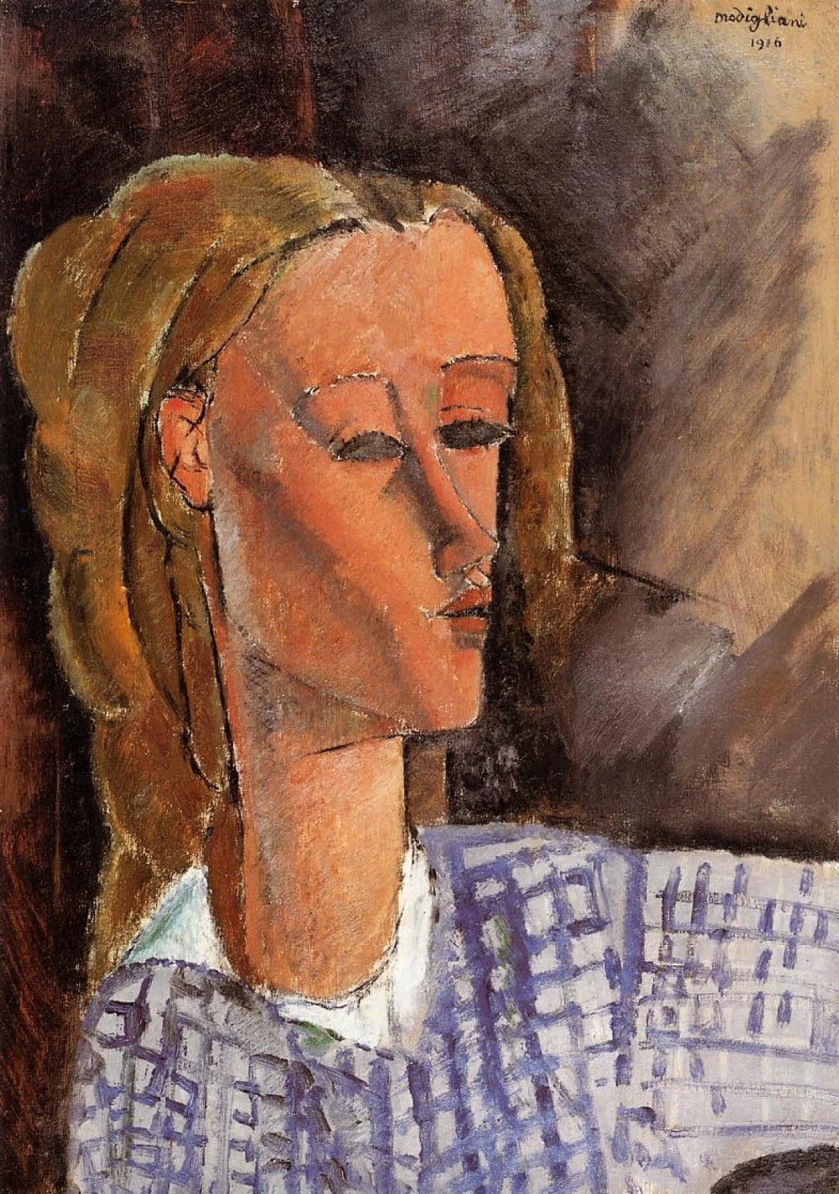 Amedeo Modigliani - Portrait of Beatrice Hastings - Ročno naslikane reprodukcije znanih slikarjev, moderne stenske slike, umetniške slike za na steno