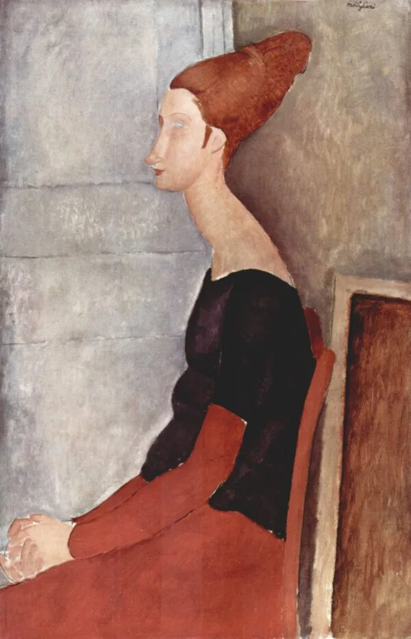 Amedeo Modigliani - Portrait of Jeanne Hébuterne in black and red dress - Reprodukcije znanih slikarjev, moderne stenske slike, umetniške slike za na steno