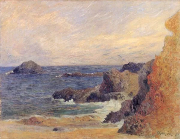 Paul Gauguin - Rochers au bord de la Mer - Ročno naslikane reprodukcije znanih slikarjev, moderne stenske slike, umetniške slike za na steno