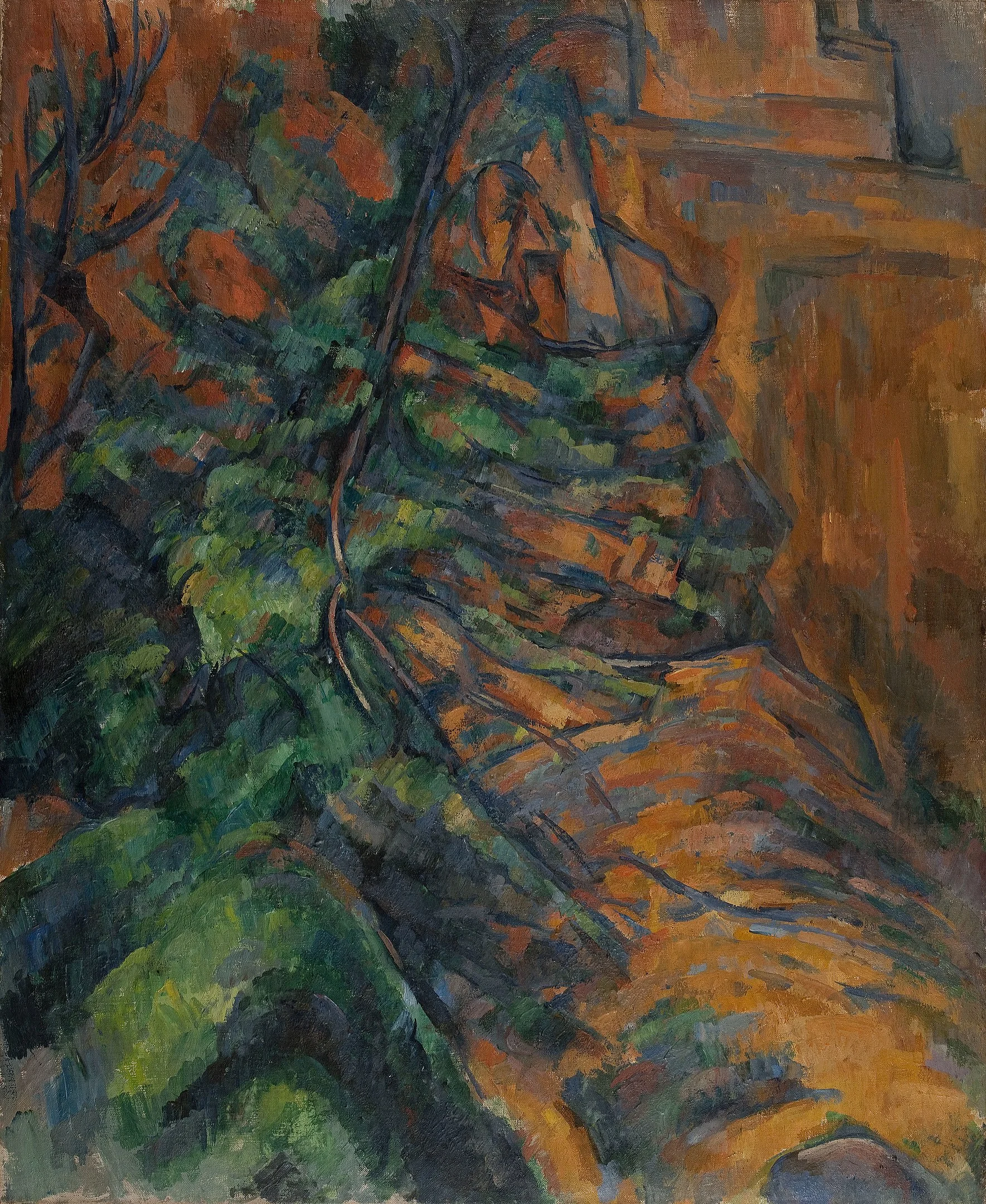Paul Cezanne - Rocks and Branches at Bibémus - Ročno naslikane reprodukcije znanih slikarjev, moderne stenske slike, umetniške slike za na steno